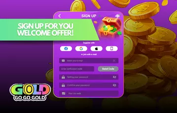 Sign up and claim bonuses at Go Go Gold