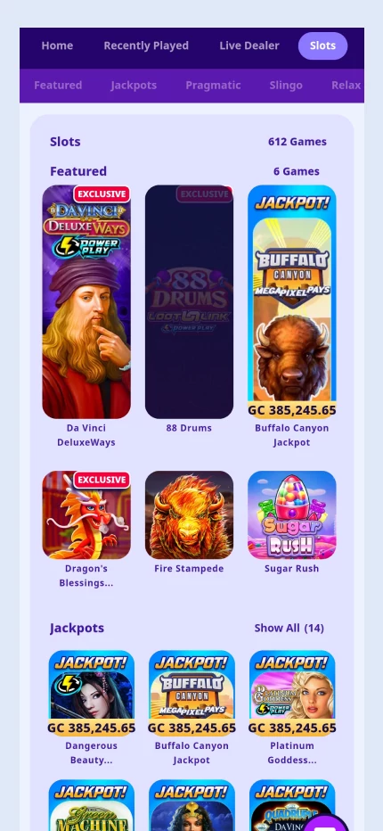 High 5 Casino mobile game options
