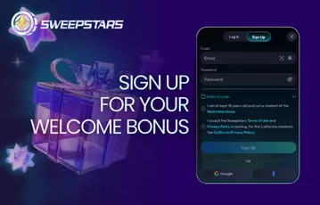 Register now at Sweepstars Casino