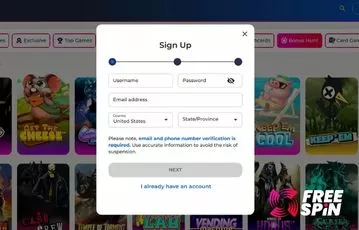 Easily sign up for FreeSpin on any device